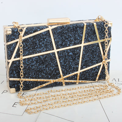 Bolso Cuadrado Pequeño con Cadena Hueca y Brillo para Mujer - Image 12