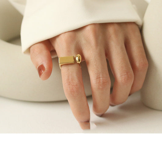 Anillo Minimalista Geométrico D-Shape para Mujer - Diseño Europeo y Americano
