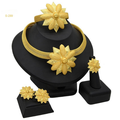 Women's four-piece jewelry set with matte gold teardrop links and white pearls, including a necklace, earrings, ring, and bracelet. - Image 6