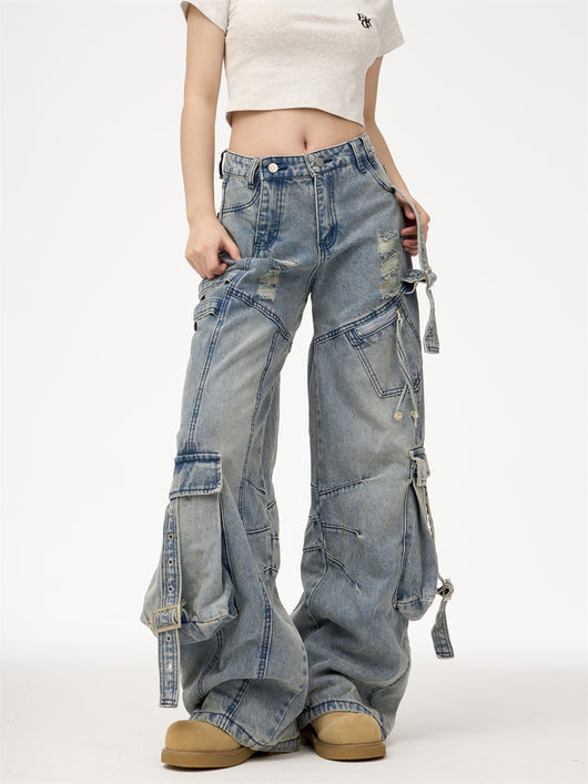 Pantalones Cargo Desestructurados con Lavado Industrial - Image 9