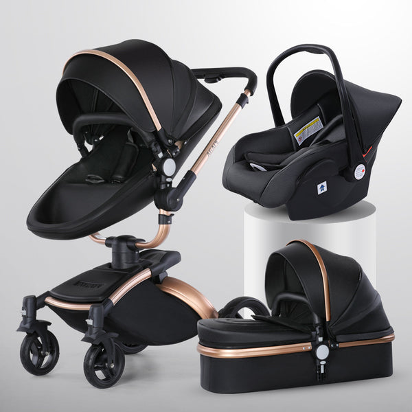 Cochecito de Bebé 3 en 1 con Rotación 360° y Cesta Amplia Plegable