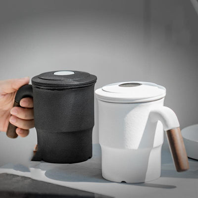 Taza de Té de Cerámica con Filtro y Tapa Personalizable