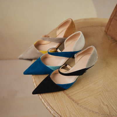 Zapatos de Tacón Stiletto Puntiagudo con Combinación de Colores para Mujer - Image 3