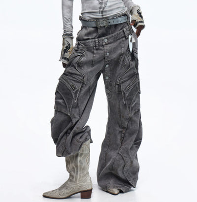 Pantalones de Trabajo Canvas Teñidos Asute con Cierre Diagonal y Cintura Reforzada - Image 4