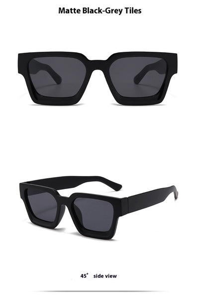 Olive green rectangular sunglasses with dark gray lenses, featuring a thick, modern frame design. - Image 11