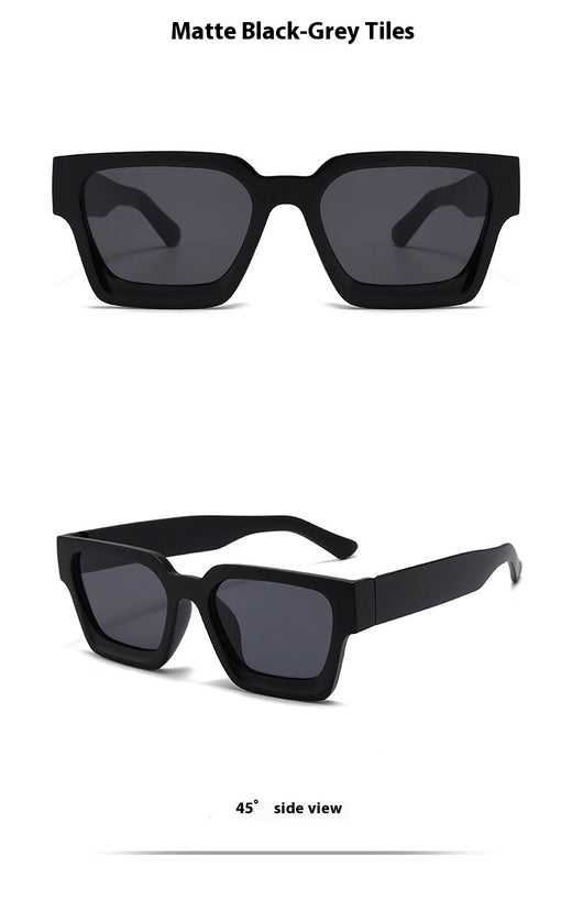 Olive green rectangular sunglasses with dark gray lenses, featuring a thick, modern frame design. - Image 11