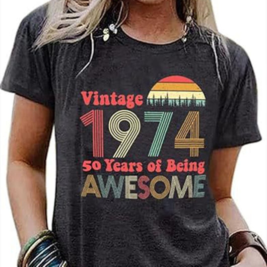 Blusa Vintage con Estampado de Letras para Fiestas