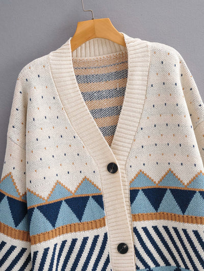 Cardigan Suelto Jacquard Diamond Block - Abrigo Tejido - Image 9