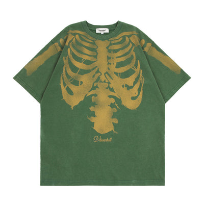 Camiseta de Algodón Lavada Estilo Vintage con Calavera para Hombre - Image 2
