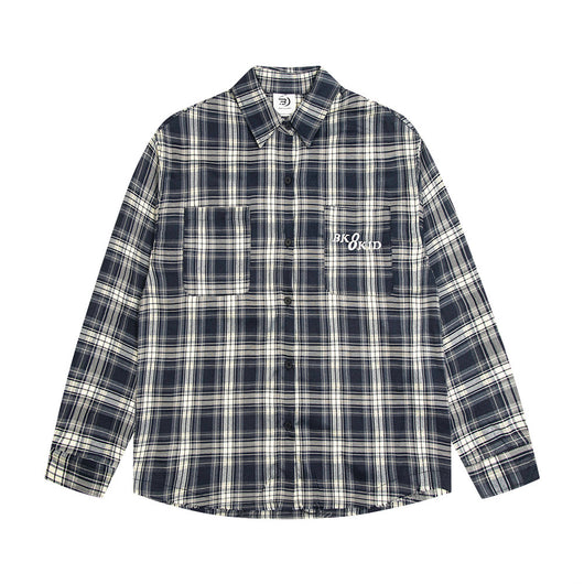 Camisa Cuadros Suelta de Manga Larga Unisex - Image 4