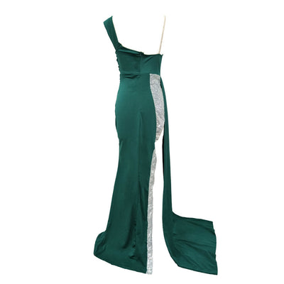 Vestido de Noche Elegante con Falda Expandida y Detalles Dorados - Image 8