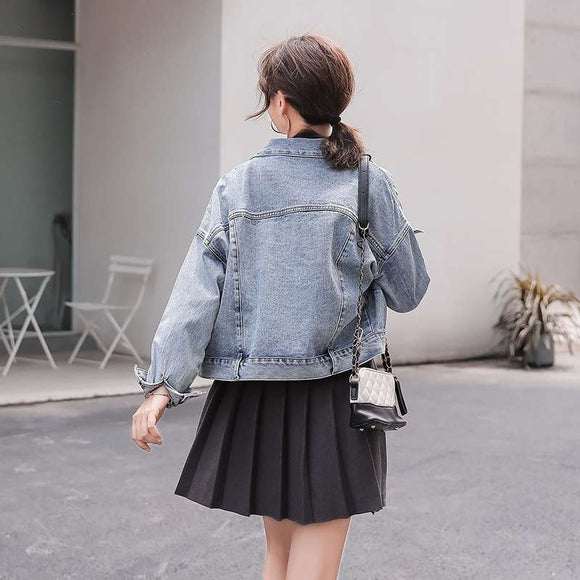 Chaqueta Denim Suelta Corta para Mujer - Estilo Casual