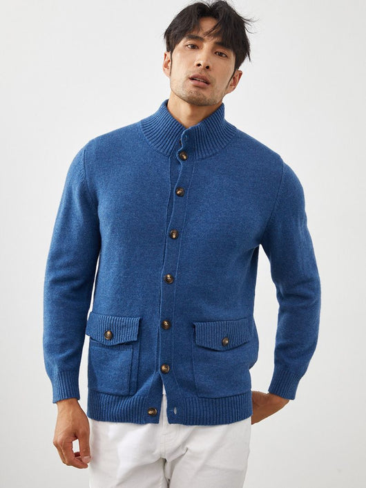 Cardigan de Cashmere Tejido Casual Manga Larga para Hombre - Image 4