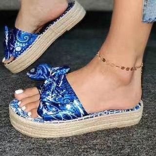Pantuflas de Playa Vintage con Moño de Fibra de Cáñamo y Satén - Image 15