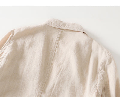 Traje de Lino con Cuello Clásico - Diseño Retro Fácil de Combinar - Image 11