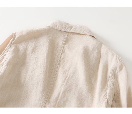 Traje de Lino con Cuello Clásico - Diseño Retro Fácil de Combinar - Image 11