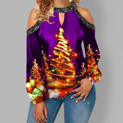 Blusa Hombros Descubiertos Talla Grande con Mangas Farol Estampada - Image 10