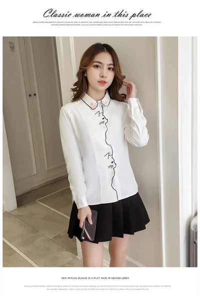 Blusa Blanca Holgada con Bordado de Gato - Diseño Adorable y Cómodo - Image 15
