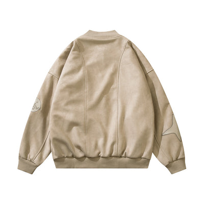 Chamarra Suede Oversize Estilo Universitario para Mujer - Image 3