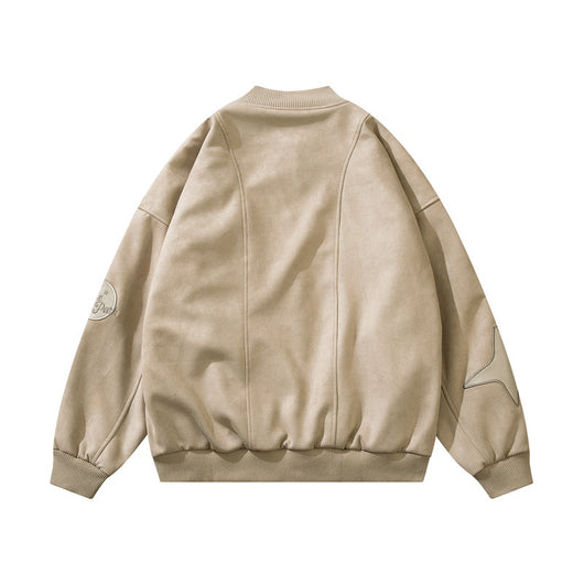 Chamarra Suede Oversize Estilo Universitario para Mujer - Image 3
