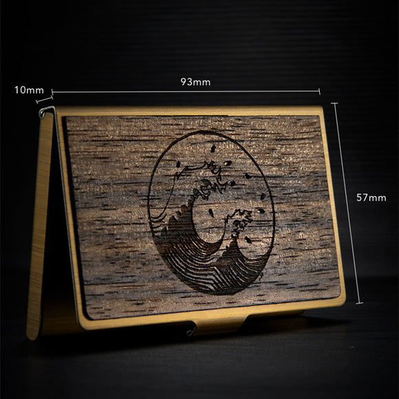 Tarjetero Ejecutivo de Acero Inoxidable y Madera con Grabado Personalizado