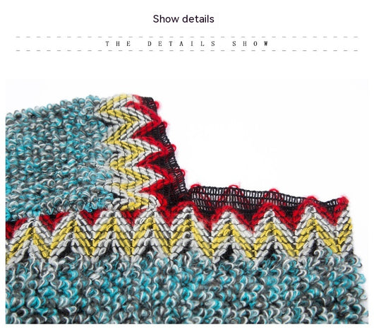 Poncho Navideño Étnico Rojo para Mujer - Image 22
