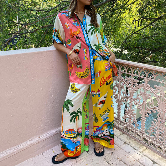 Traje Casual Dos Piezas con Estampado Suelto - Image 2