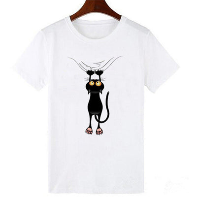 Camiseta Negra Estampado Patitas de Gato - Diseño Europeo Manga Corta - Image 22