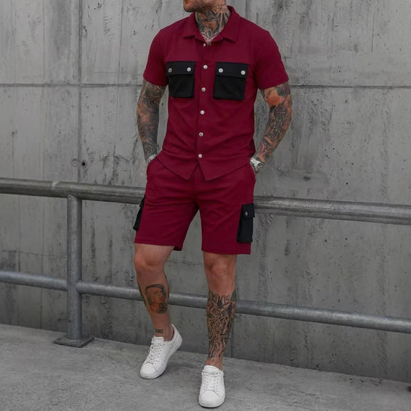 Traje Deportivo Multibolsillos con Parches para Hombre