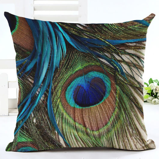 Funda de Almohada Estampado Pavo Real en Algodón y Lino - Image 7