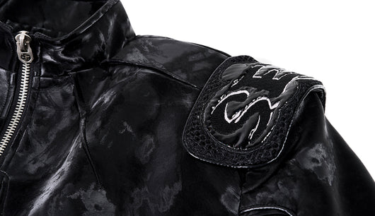 Chaqueta de Cuero Punk Negra para Motociclista - Image 15