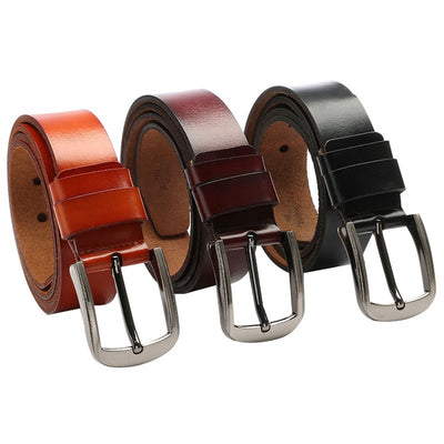 Cinturón de Cuero para Hombre con Hebilla Retro Pin - Estilo Explosivo