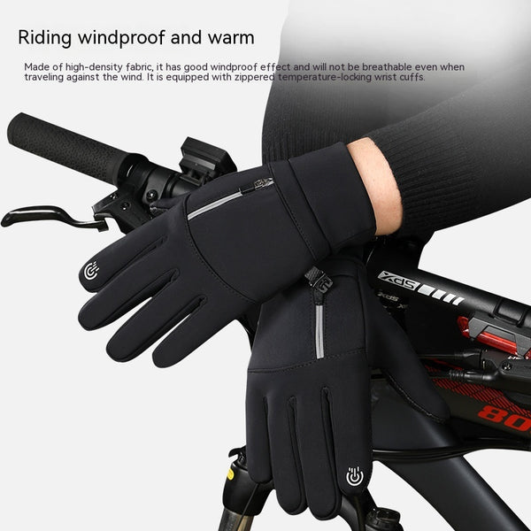 Guantes de Ciclismo Impermeables con Forro de Terciopelo Cálido