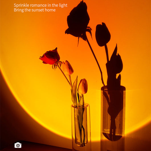 White 2-in-1 mini wireless sunset lamp and air humidifier with a rose gold accent and clear water tank. - Image 5
