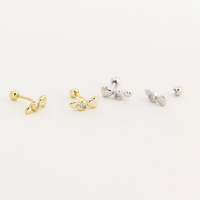 Aretes de Plata S925 Corazón Pequeño con Cierre de Rosca para Mujer - Image 3