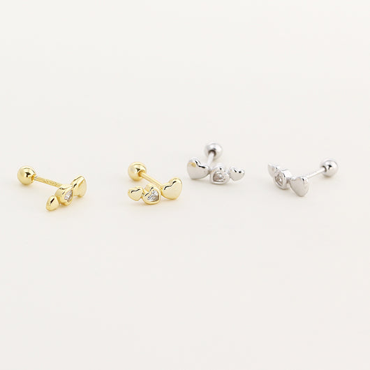 Aretes de Plata S925 Corazón Pequeño con Cierre de Rosca para Mujer - Image 3
