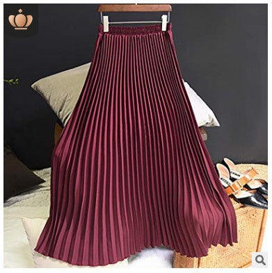 Falda Midi Cintura Alta Elástica de Gasa Liso - Image 14