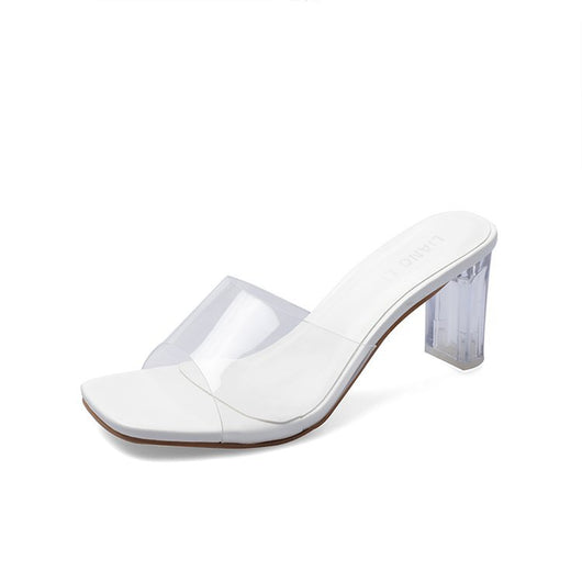 Sandalias Transparentes Punta Pez con Tacón Grueso Alto para Mujer - Image 15