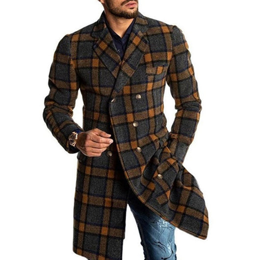 Abrigo de Lana a Cuadros para Hombre - Largo Medio - Image 12