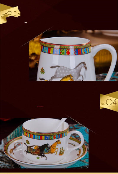Juego de Tazas de Café Europeo en Porcelana Hueso - Image 3