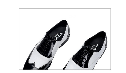 Zapatos de Negocios Retro Punta Afilada Cuero Vacuno Negro y Blanco para Hombre - Image 6