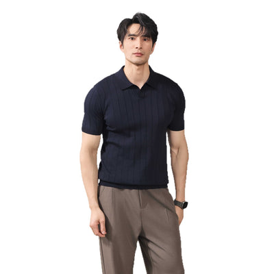 Suéter de Punto a Rayas de Manga Corta para Hombre - Image 6