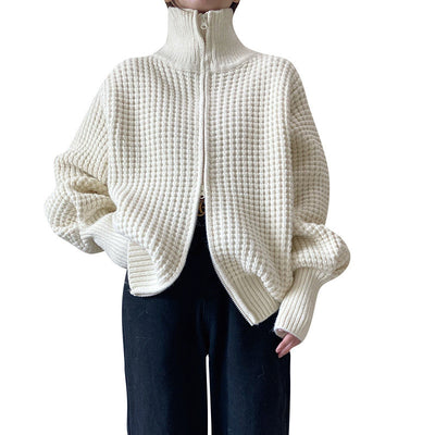Cardigan de Punto Holgado con Cierre - Suéter Tejido Cómodo para Mujer - Image 8