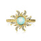 Women's Pure Plateado Ring With Inlaid Sun Set Golden Blanco Tamaño 6