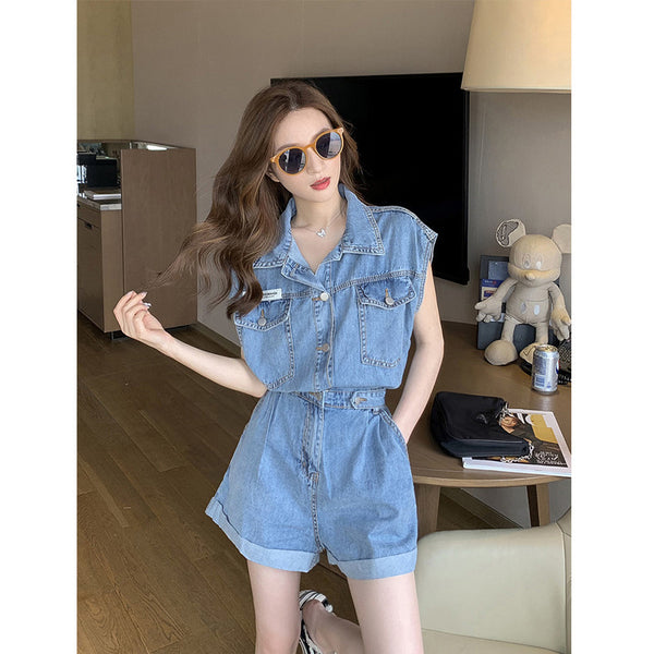 Jumpsuit Denim Cintura Alta Talla Pequeña - Image 5