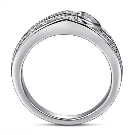 Anillo de Boda para Mujer Corazón con Diamantes en Fila - Image 10