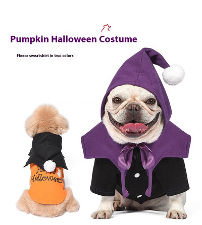 Suéter de Calabaza Divertido de Dos Piezas para Perros - Poncho Incluido - Image 6
