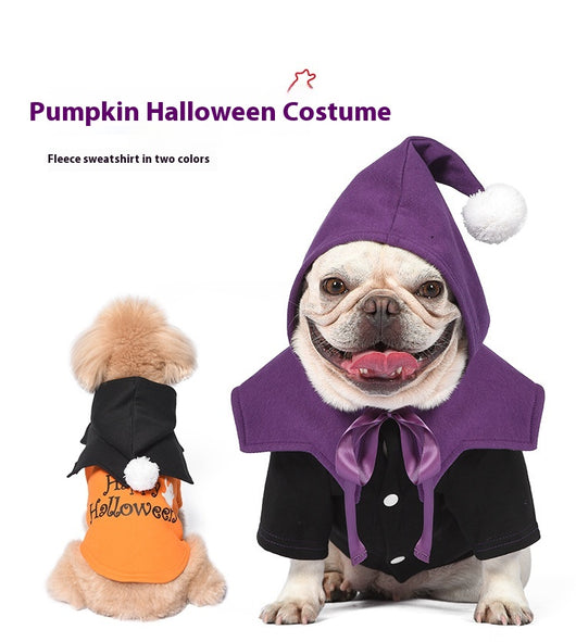 Suéter de Calabaza Divertido de Dos Piezas para Perros - Poncho Incluido - Image 6