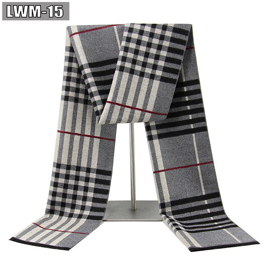 Bufanda de Cachemira Cuadros Hombre Estilo Europeo para Otoño e Invierno - Image 19