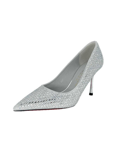 Zapatos de Tacón Stiletto Plateado Puntiagudo para Bodas y Banquetes - Image 5